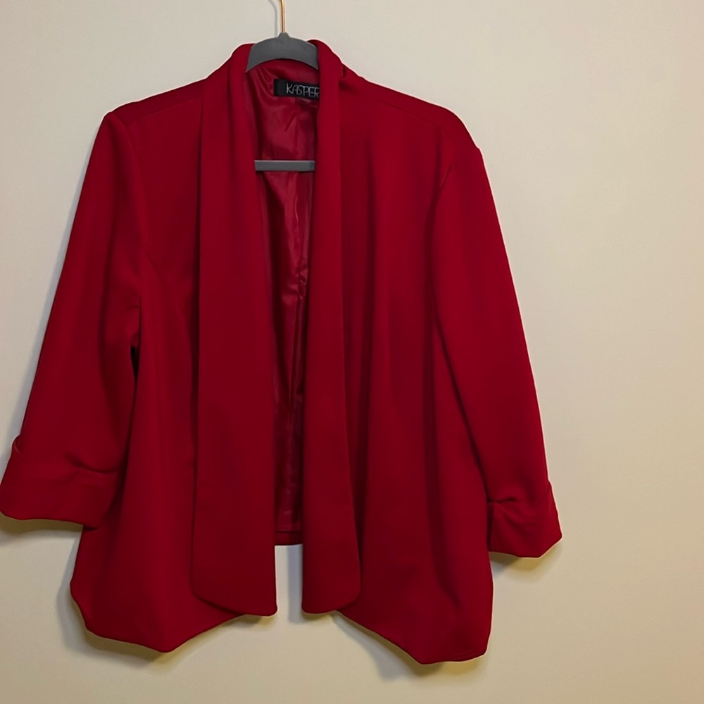 Kasper Open Front Blazer 18W red